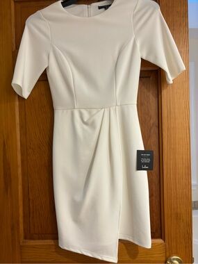 Lulu's Cream Short-Sleeve Sheath Dress